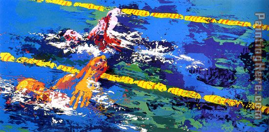 Olympic Swimmers painting - Leroy Neiman Olympic Swimmers art painting